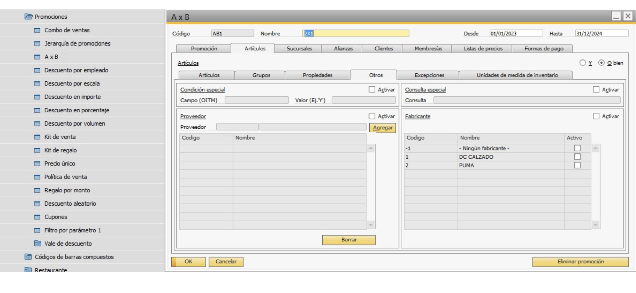 gESTION PROMOCIONES OSLUONE